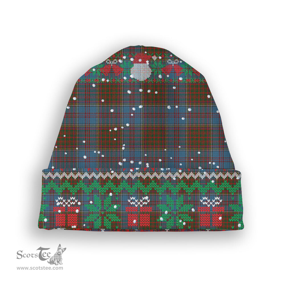 ScotsTee Shop Scottish MacGregor Hastie Tartan Plaid Christmas Deer Snowman Snowflake Bell Knit Beanie