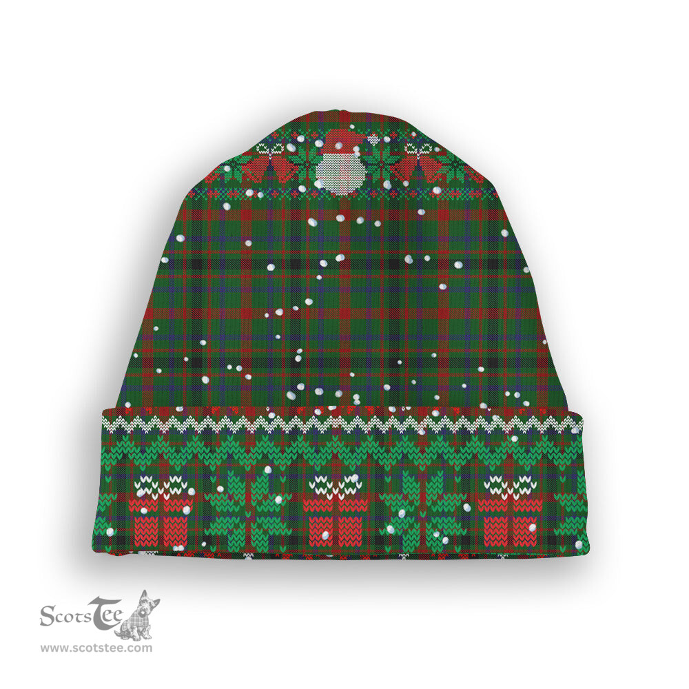 ScotsTee Shop Scottish MacDonagh Tartan Plaid Christmas Deer Snowman Snowflake Bell Knit Beanie