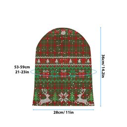 ScotsTee Shop Scottish McGregor Modern Tartan Plaid Christmas Deer Snowman Snowflake Bell Knit Beanie