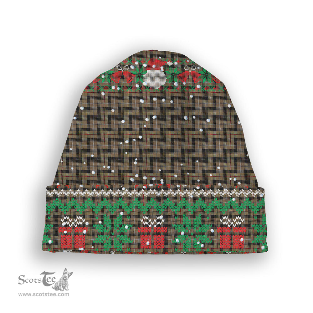 ScotsTee Shop Scottish McKenzie Hunting Tartan Plaid Christmas Deer Snowman Snowflake Bell Knit Beanie
