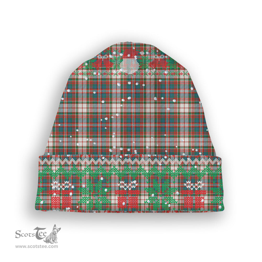 ScotsTee Shop Scottish McFarlane Dress Ancient Tartan Plaid Christmas Deer Snowman Snowflake Bell Knit Beanie