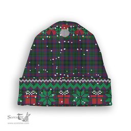ScotsTee Shop Scottish McLachlan Hunting Tartan Plaid Christmas Deer Snowman Snowflake Bell Knit Beanie
