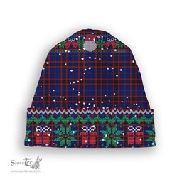ScotsTee Shop Scottish Hume Modern Tartan Plaid Christmas Deer Snowman Snowflake Bell Knit Beanie
