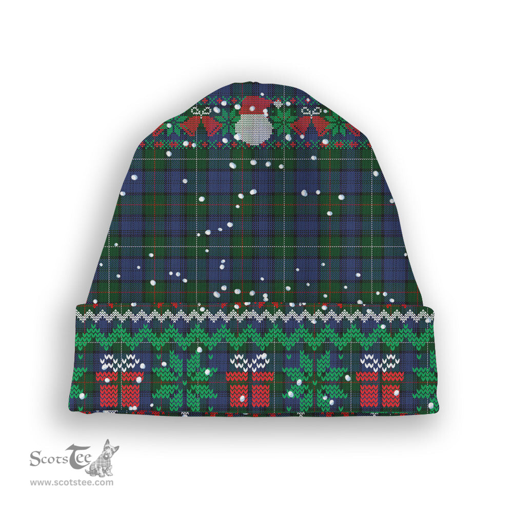 ScotsTee Shop Scottish MacKenzie Vestiarium Scoticum Tartan Plaid Christmas Deer Snowman Snowflake Bell Knit Beanie