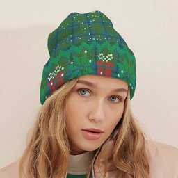 ScotsTee Shop Scottish Johnstone Ancient Tartan Plaid Christmas Deer Snowman Snowflake Bell Knit Beanie