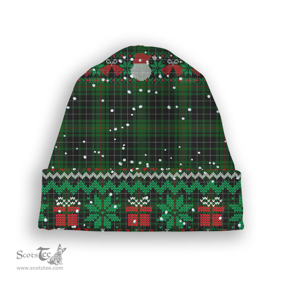 ScotsTee Shop Scottish MacAuley Hunting Tartan Plaid Christmas Deer Snowman Snowflake Bell Knit Beanie