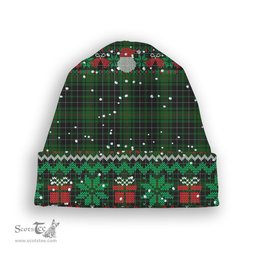 ScotsTee Shop Scottish MacAuley Hunting Tartan Plaid Christmas Deer Snowman Snowflake Bell Knit Beanie