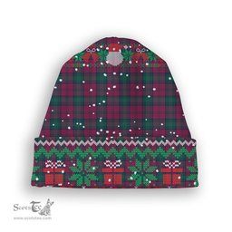 ScotsTee Shop Scottish Lindsay #2 Modern Clan Tartan Plaid Christmas Deer Snowman Snowflake Bell Knit Beanie
