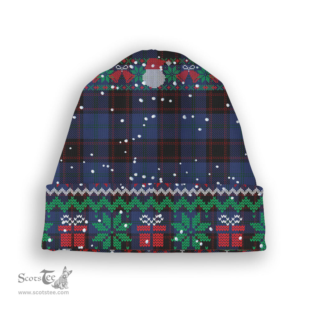 ScotsTee Shop Scottish Home Tartan Plaid Christmas Deer Snowman Snowflake Bell Knit Beanie