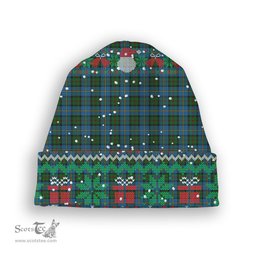 ScotsTee Shop Scottish MacLeod Green Tartan Plaid Christmas Deer Snowman Snowflake Bell Knit Beanie