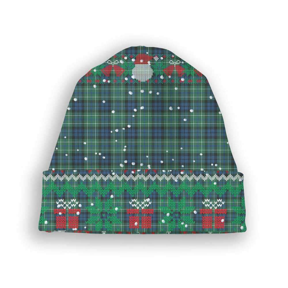 ScotsTee Shop Scottish McNeil of Colonsay Ancient Tartan Plaid Christmas Deer Snowman Snowflake Bell Knit Beanie