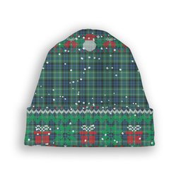 ScotsTee Shop Scottish McNeil of Colonsay Ancient Tartan Plaid Christmas Deer Snowman Snowflake Bell Knit Beanie