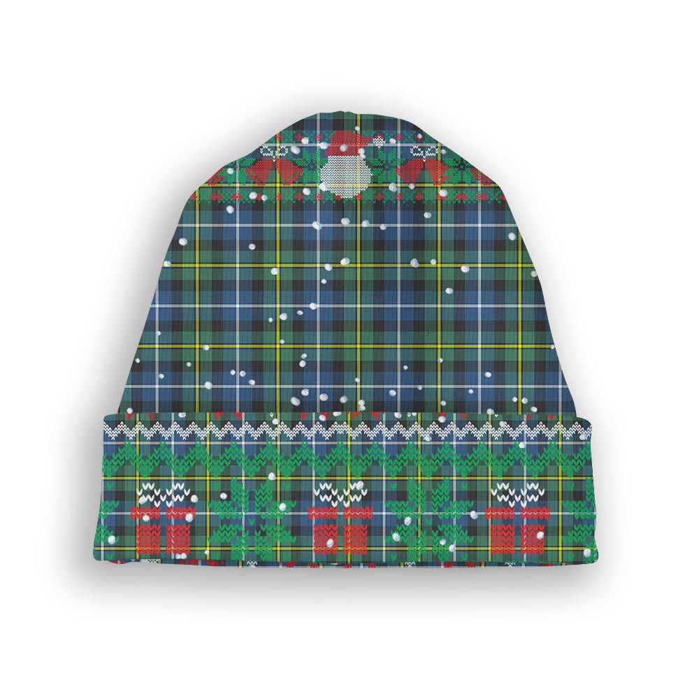 ScotsTee Shop Scottish McNeil of Barra Ancient Tartan Plaid Christmas Deer Snowman Snowflake Bell Knit Beanie