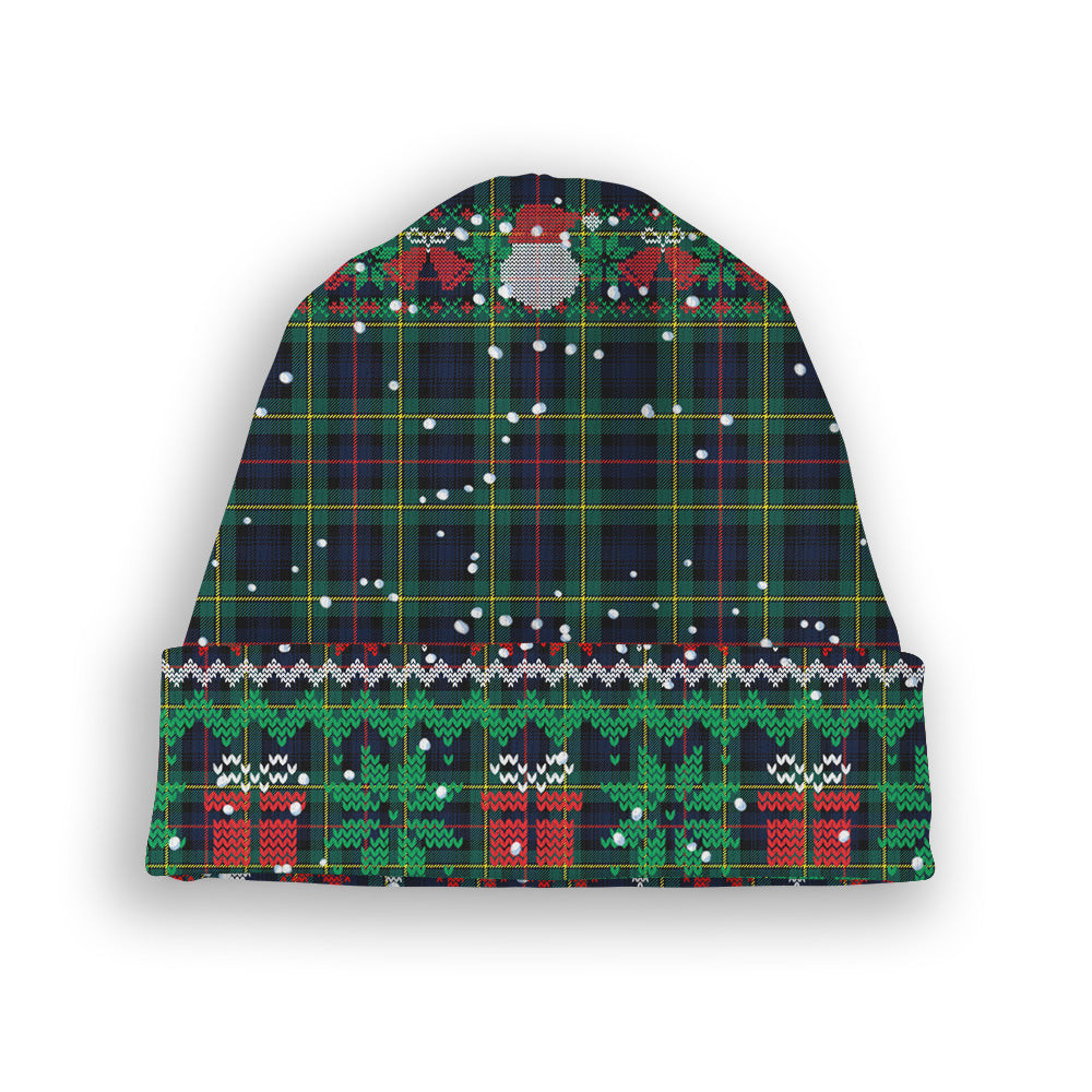 ScotsTee Shop Scottish McLeod of Skye Modern Tartan Plaid Christmas Deer Snowman Snowflake Bell Knit Beanie