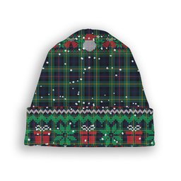 ScotsTee Shop Scottish McLeod of Skye Modern Tartan Plaid Christmas Deer Snowman Snowflake Bell Knit Beanie