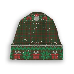 ScotsTee Shop Scottish Mcnaghten Hunting Tartan Plaid Christmas Deer Snowman Snowflake Bell Knit Beanie