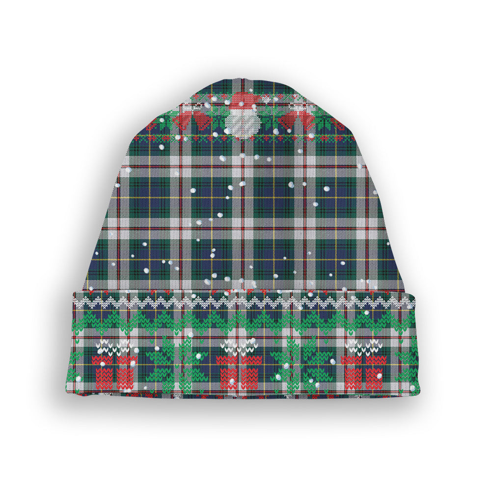 ScotsTee Shop Scottish McLeod Of Californian Modern Tartan Plaid Christmas Deer Snowman Snowflake Bell Knit Beanie
