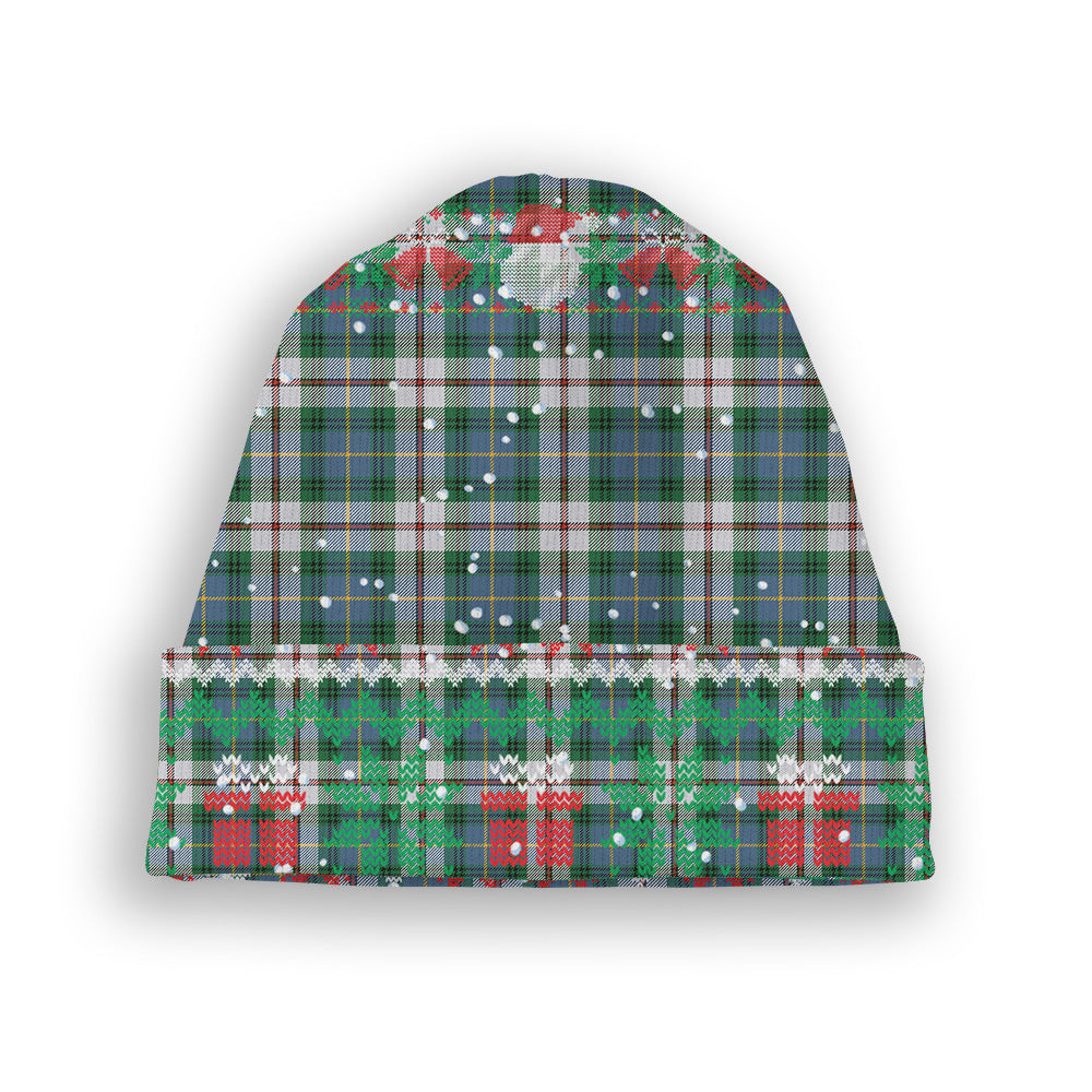 ScotsTee Shop Scottish McLeod Of Californian Ancient Tartan Plaid Christmas Deer Snowman Snowflake Bell Knit Beanie