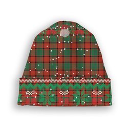 ScotsTee Shop Scottish McPhail Ancient Tartan Plaid Christmas Deer Snowman Snowflake Bell Knit Beanie