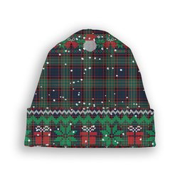 ScotsTee Shop Scottish McNeacail Hunting Modern Tartan Plaid Christmas Deer Snowman Snowflake Bell Knit Beanie
