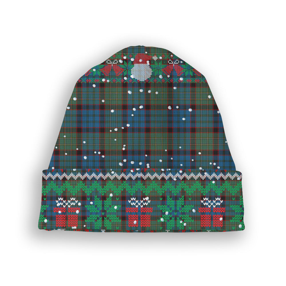 ScotsTee Shop Scottish McNeacail Hunting Tartan Plaid Christmas Deer Snowman Snowflake Bell Knit Beanie