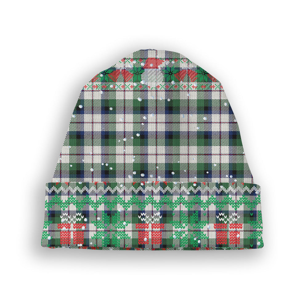 ScotsTee Shop Scottish McNachten Dress Modern Tartan Plaid Christmas Deer Snowman Snowflake Bell Knit Beanie