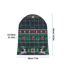 ScotsTee Shop Scottish McPhail Hunting Modern Tartan Plaid Christmas Deer Snowman Snowflake Bell Knit Beanie