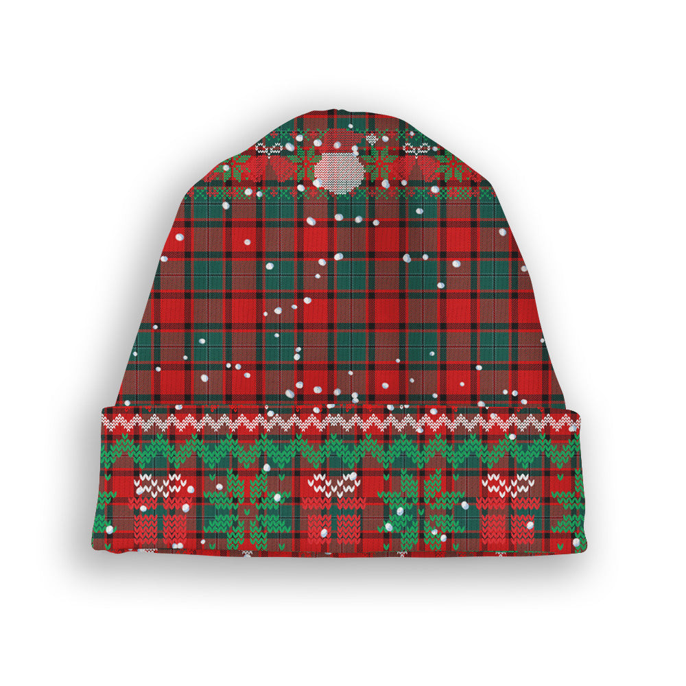 ScotsTee Shop Scottish McPhail Modern Tartan Plaid Christmas Deer Snowman Snowflake Bell Knit Beanie