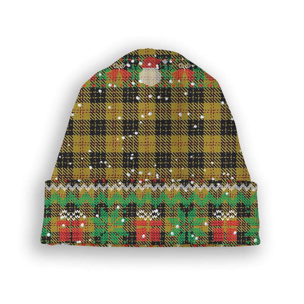 ScotsTee Shop Scottish McLeod Tartan Plaid Christmas Deer Snowman Snowflake Bell Knit Beanie