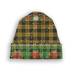 ScotsTee Shop Scottish McLeod Tartan Plaid Christmas Deer Snowman Snowflake Bell Knit Beanie