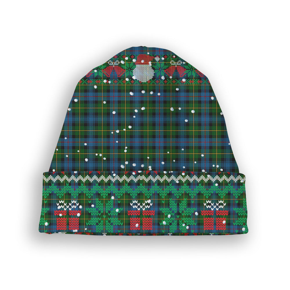 ScotsTee Shop Scottish McLeod of Skye Tartan Plaid Christmas Deer Snowman Snowflake Bell Knit Beanie