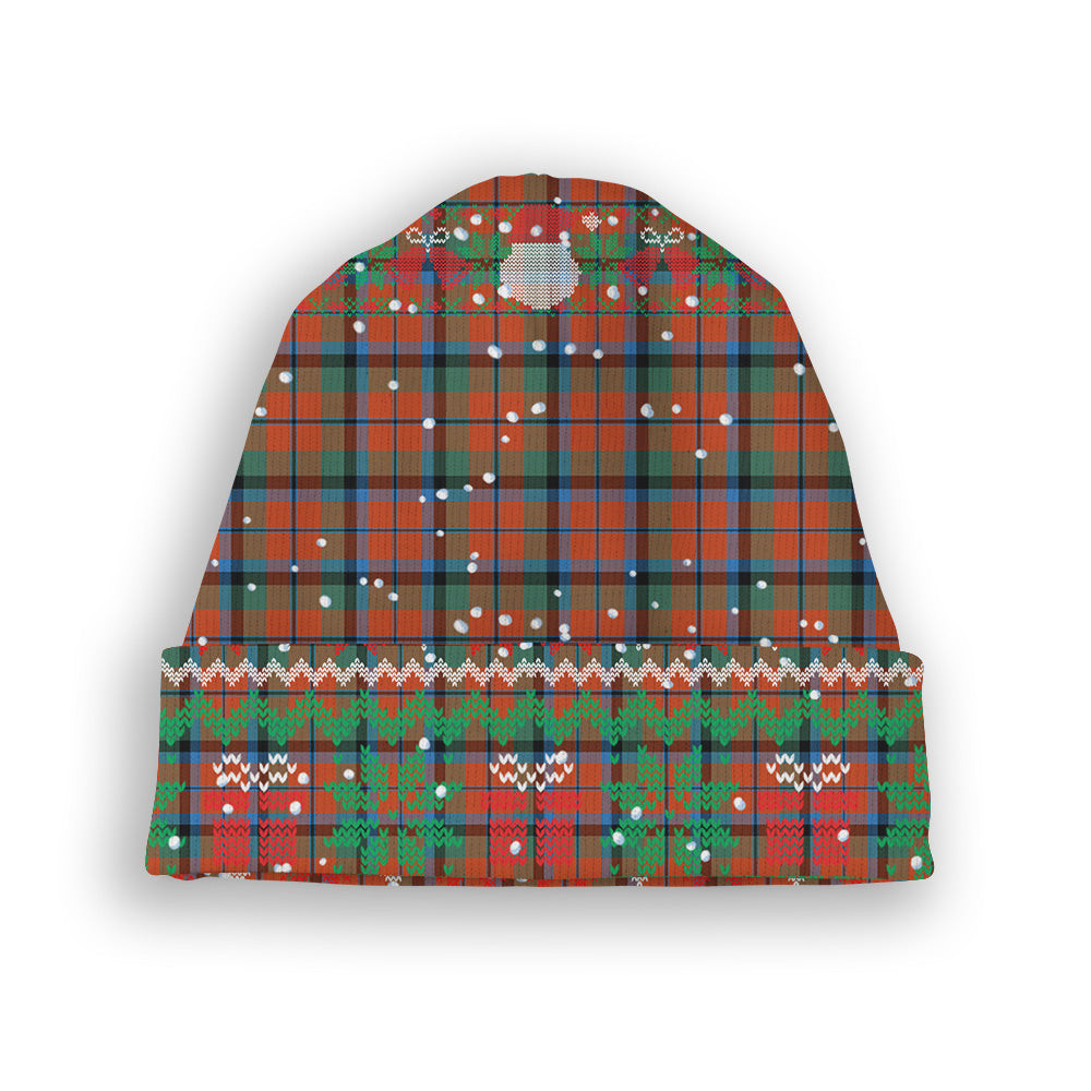 ScotsTee Shop Scottish McNachten Ancient Tartan Plaid Christmas Deer Snowman Snowflake Bell Knit Beanie