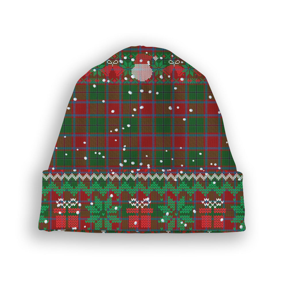 ScotsTee Shop Scottish McPhail Blue Bands Tartan Plaid Christmas Deer Snowman Snowflake Bell Knit Beanie