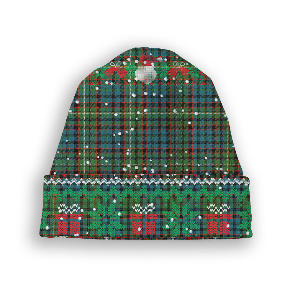 ScotsTee Shop Scottish McNicol Hunting Ancient Tartan Plaid Christmas Deer Snowman Snowflake Bell Knit Beanie