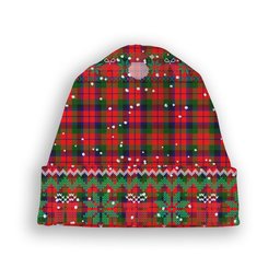 ScotsTee Shop Scottish McNachten Modern Tartan Plaid Christmas Deer Snowman Snowflake Bell Knit Beanie