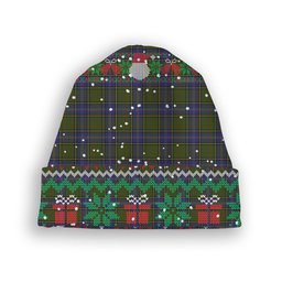 ScotsTee Shop Scottish McMillan Hunting Modern Tartan Plaid Christmas Deer Snowman Snowflake Bell Knit Beanie