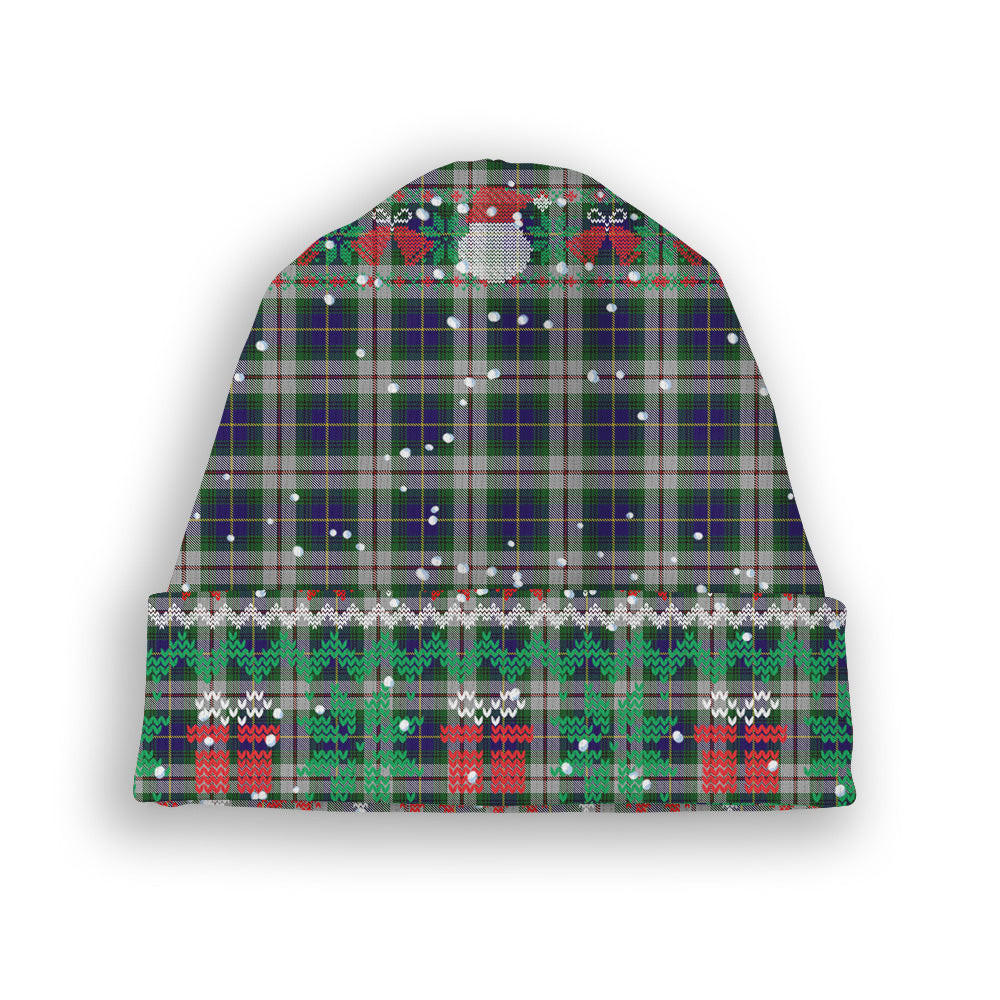 ScotsTee Shop Scottish McLeod Of Californian Tartan Plaid Christmas Deer Snowman Snowflake Bell Knit Beanie