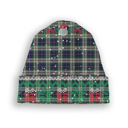 ScotsTee Shop Scottish McLeod Of Californian Tartan Plaid Christmas Deer Snowman Snowflake Bell Knit Beanie
