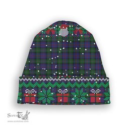 ScotsTee Shop Scottish McPhail Hunting Tartan Plaid Christmas Deer Snowman Snowflake Bell Knit Beanie