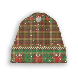 ScotsTee Shop Scottish McMillan Old Weathered Tartan Plaid Christmas Deer Snowman Snowflake Bell Knit Beanie