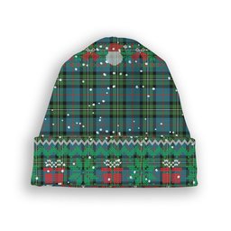 ScotsTee Shop Scottish McPhail Hunting Ancient Tartan Plaid Christmas Deer Snowman Snowflake Bell Knit Beanie