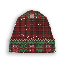 ScotsTee Shop Scottish McQueen Tartan Plaid Christmas Deer Snowman Snowflake Bell Knit Beanie