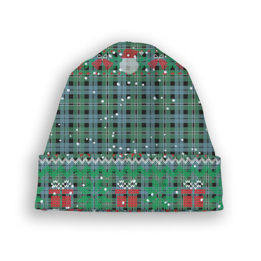 ScotsTee Shop Scottish Melville Modern Tartan Plaid Christmas Deer Snowman Snowflake Bell Knit Beanie
