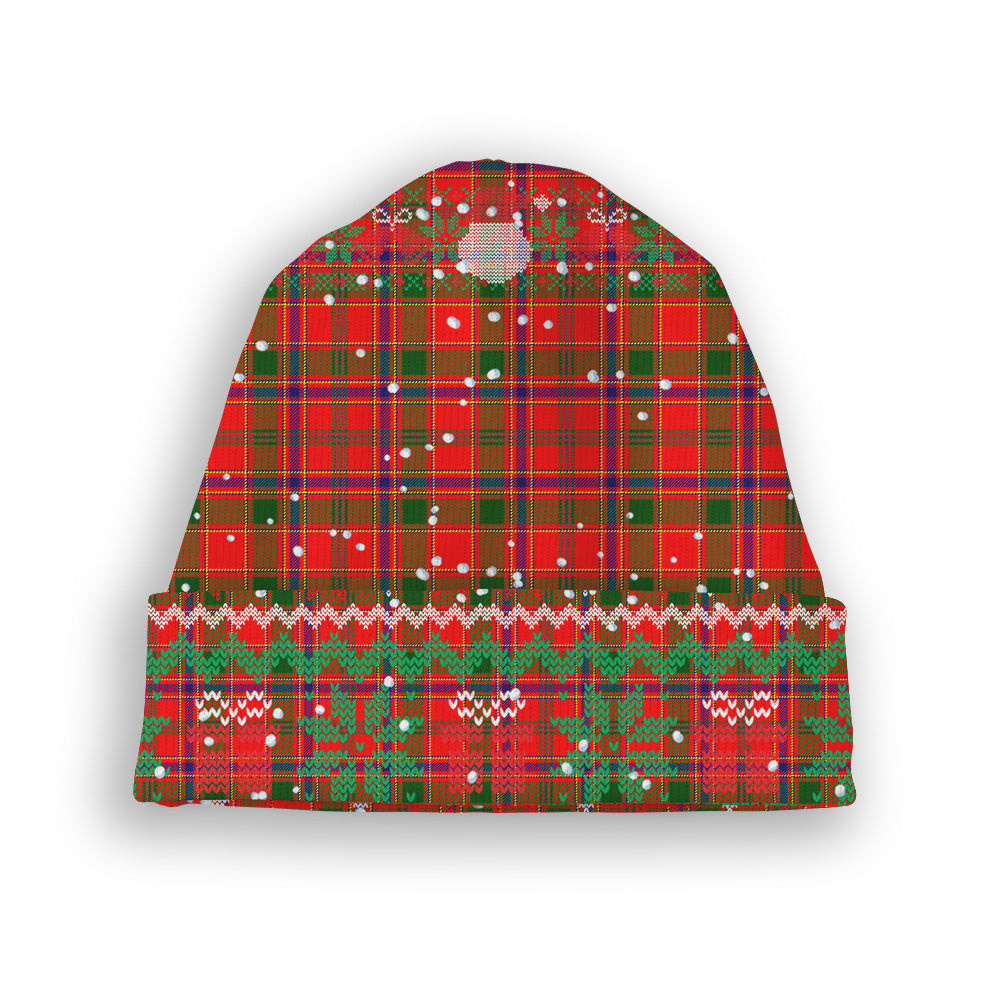 ScotsTee Shop Scottish Monroe Modern Tartan Plaid Christmas Deer Snowman Snowflake Bell Knit Beanie