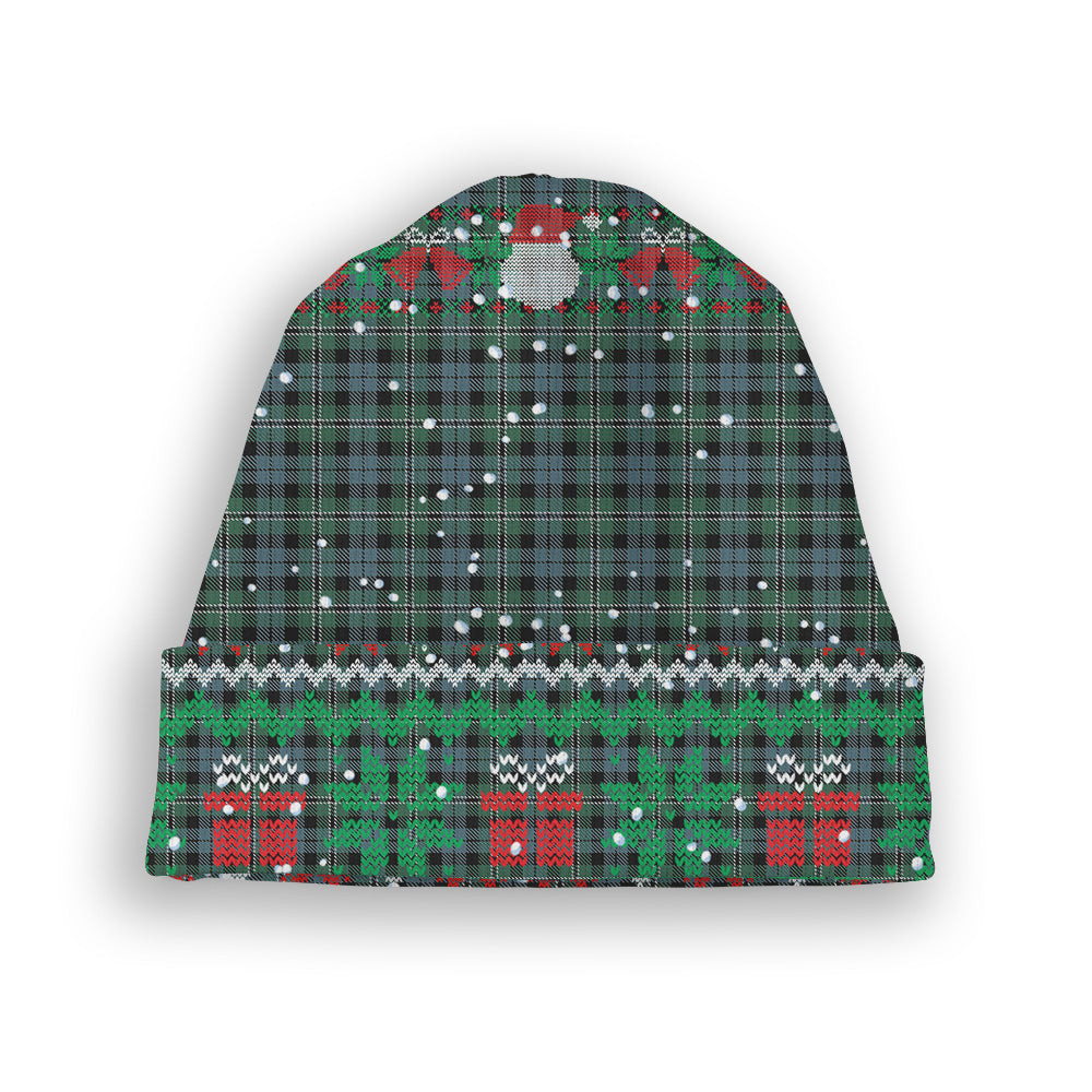 ScotsTee Shop Scottish Melville Tartan Plaid Christmas Deer Snowman Snowflake Bell Knit Beanie