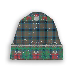 ScotsTee Shop Scottish McThomas Hunting Ancient Tartan Plaid Christmas Deer Snowman Snowflake Bell Knit Beanie