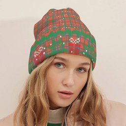 ScotsTee Shop Scottish Monroe Ancient Tartan Plaid Christmas Deer Snowman Snowflake Bell Knit Beanie