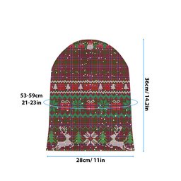 ScotsTee Shop Scottish McRae Red Tartan Plaid Christmas Deer Snowman Snowflake Bell Knit Beanie