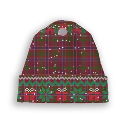 ScotsTee Shop Scottish McRae Red Tartan Plaid Christmas Deer Snowman Snowflake Bell Knit Beanie