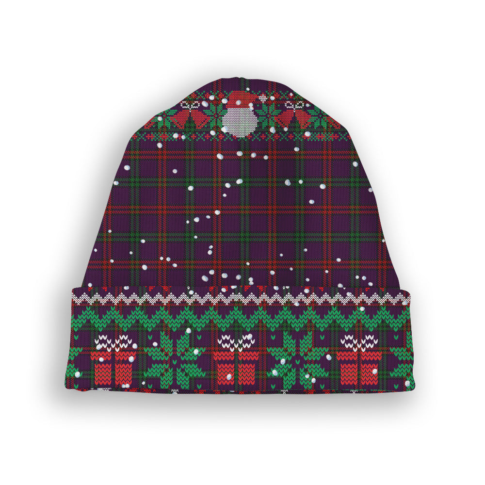 ScotsTee Shop Scottish Montgomrie or Montgomery of Eglinton Tartan Plaid Christmas Deer Snowman Snowflake Bell Knit Beanie